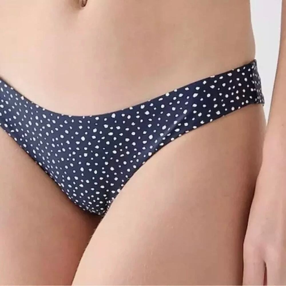 J Crew Hipster Low Rise Bikini Swim Bottom Women's XS Navy Polka Dot BH535